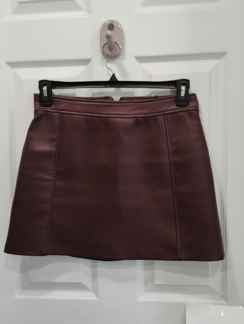Burgandy Faux Leather Skirt